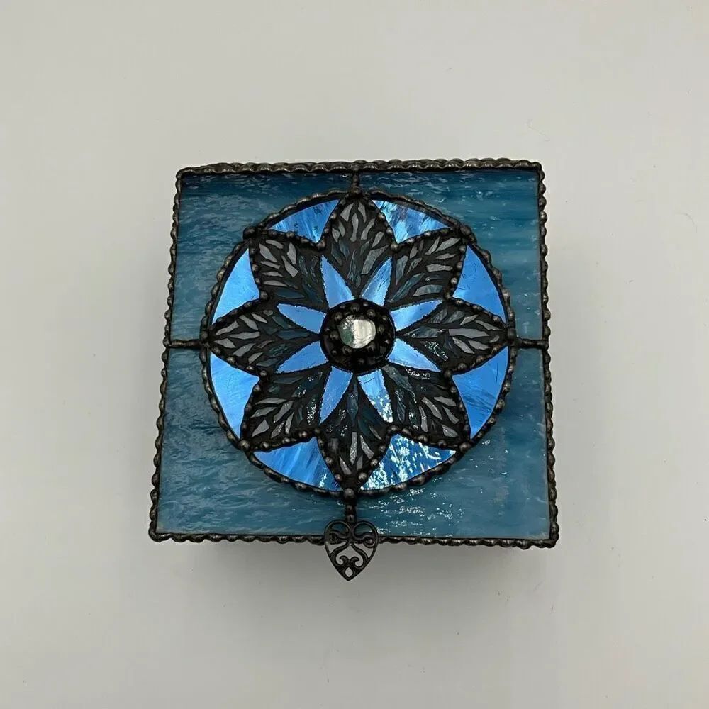 HANDCRAFTED Stained Glass Jewelry Box Keepsake Box